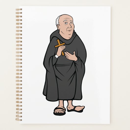 Monk Holding Cross in Robe Mittelalterliche Religi Planer (Vorderseite)