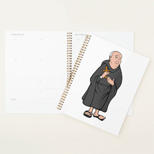 Monk Holding Cross in Robe Mittelalterliche Religi Planer