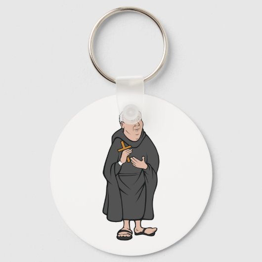 Monk Holding Cross in Robe Mittelalterliche Religi Schlüsselanhänger (Rückseite)
