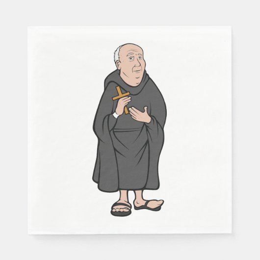 Monk Holding Cross in Robe Mittelalterliche Religi Serviette (Vorderseite)