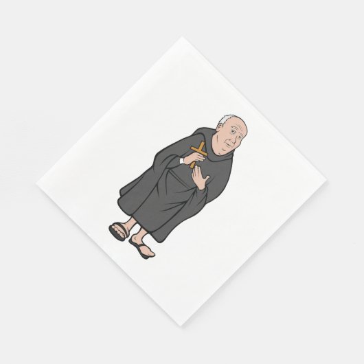 Monk Holding Cross in Robe Mittelalterliche Religi Serviette (Ecke)