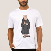 Monk Holding Cross in Robe Mittelalterliche Religi T-Shirt (Vorderseite)