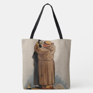 Monk küssen Nun, Funny Watercolor Tote Tag Tasche