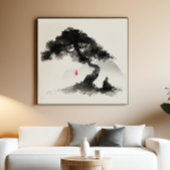 Monk & Pine - Zen Ink Wall Art - Minimal Decor Poster