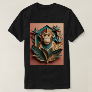 Monkey 3D Paper Art Design T - Shirt