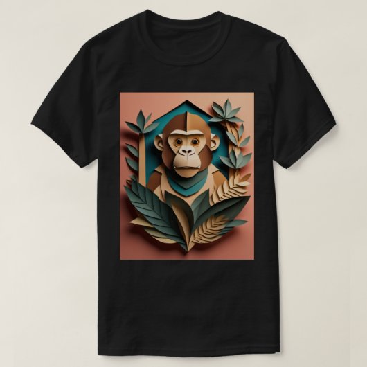 Monkey 3D Paper Art Design T - Shirt (Design vorne)