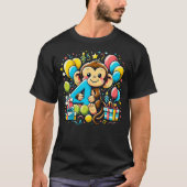Monkey 4th birthday boy girl 4 years old fourth fo T-Shirt (Vorderseite)