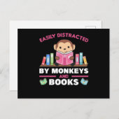 Monkey And Books Funny Saying With Book Postkarte (Vorne/Hinten)