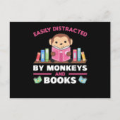 Monkey And Books Funny Saying With Book Postkarte (Vorderseite)