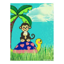 Monkey and Turtle Poster von Carol Zeock
