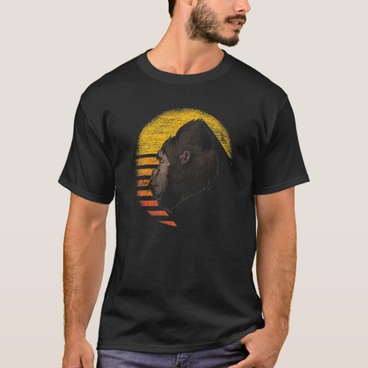 Monkey Ape Animal Retro Sunset Gorilla T-Shirt (Vorderseite)