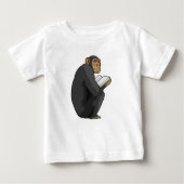 Monkey as Nerd with Book Baby T-shirt (Vorderseite)