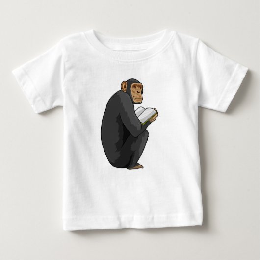 Monkey as Nerd with Book Baby T-shirt (Vorderseite)