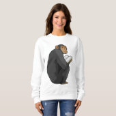 Monkey as Nerd with Book Sweatshirt (Vorne ganz)