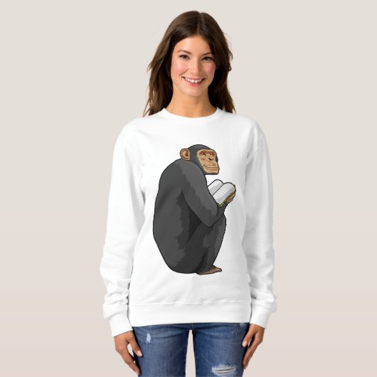 Monkey as Nerd with Book Sweatshirt (Vorne ganz)