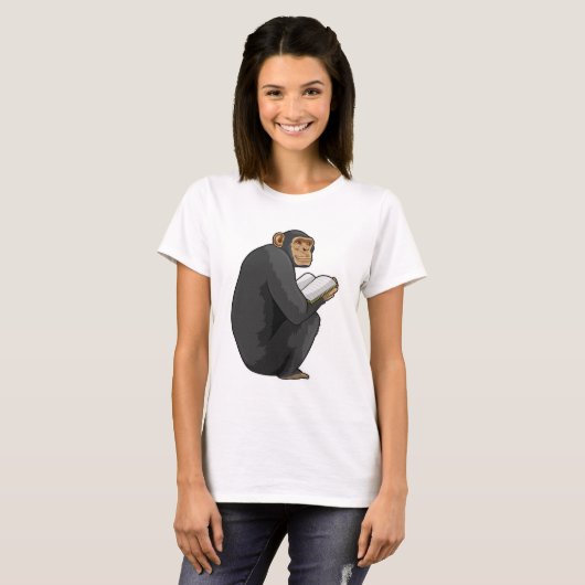Monkey as Nerd with Book T-Shirt (Vorne ganz)