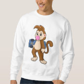 Monkey as Skater with Skateboard Sweatshirt (Vorderseite)