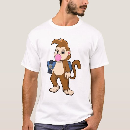 Monkey as Skater with Skateboard T-Shirt (Vorderseite)