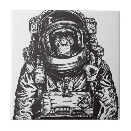 Monkey Astronaut Fliese (Vorderseite)