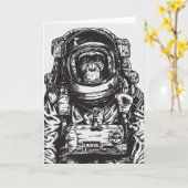 Monkey Astronaut Karte (Gelbe Blume)
