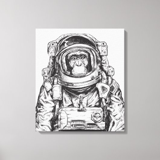 Monkey Astronaut Leinwanddruck (Vorderseite)