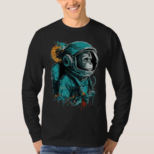 Monkey Astronaut Outer Space Explorer Science Stud T-Shirt (Vorderseite)