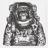 Monkey Astronaut Quadratischer Aufkleber (Vorderseite)