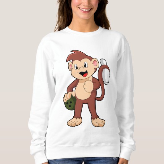 Monkey at Bowling with Bowling ball Sweatshirt (Vorderseite)