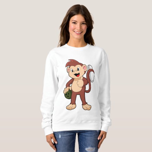 Monkey at Bowling with Bowling ball Sweatshirt (Vorne ganz)