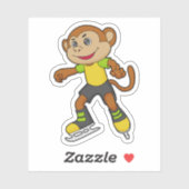 Monkey at Ice skating with Ice skates Aufkleber (Blatt)