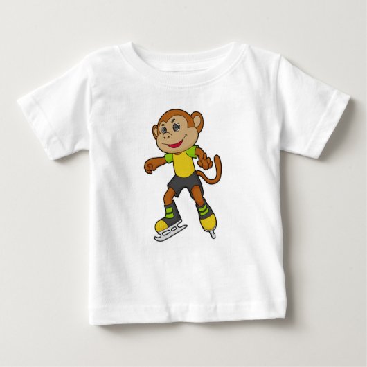 Monkey at Ice skating with Ice skates Baby T-shirt (Vorderseite)