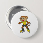 Monkey at Ice skating with Ice skates Button (Vorne & Hinten)