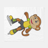 Monkey at Ice skating with Ice skates Fleecedecke (Vorderseite (Horizontal))