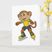 Monkey at Ice skating with Ice skates Karte (Gelbe Blume)