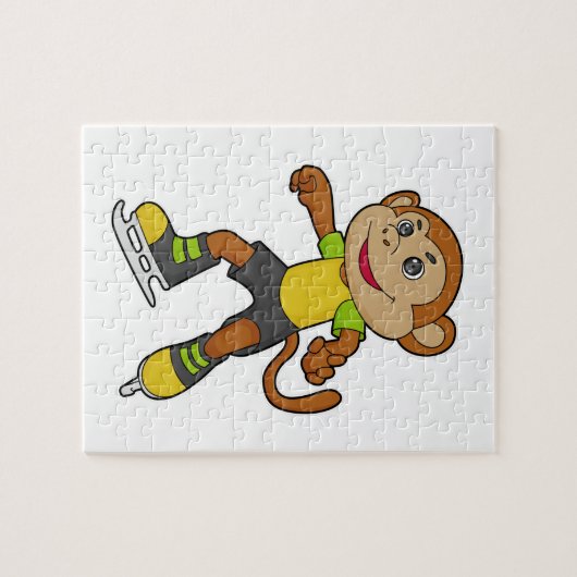 Monkey at Ice skating with Ice skates Puzzle (Horizontal)