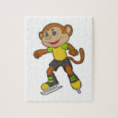 Monkey at Ice skating with Ice skates Puzzle (Vertikal)