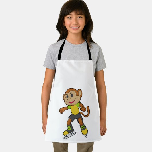 Monkey at Ice skating with Ice skates Schürze (Insitu)