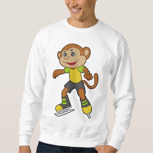 Monkey at Ice skating with Ice skates Sweatshirt (Vorderseite)