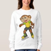 Monkey at Ice skating with Ice skates Sweatshirt (Vorderseite)