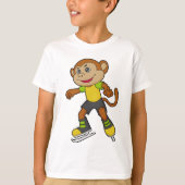 Monkey at Ice skating with Ice skates T-Shirt (Vorderseite)