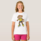 Monkey at Ice skating with Ice skates T-Shirt (Vorne ganz)