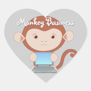 Monkey-Aufkleber des Computers Herz-Aufkleber