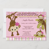 MONKEY Baby Dusche Einladung 3 kleine Affen (Vorderseite)