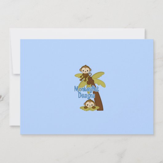 MONKEY Baby Dusche Einladung 3 kleine Affen (Rückseite)