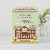 MONKEY Baby Dusche Einladung Jungle Pals JPN-M (Stehend Vorderseite)