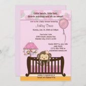 MONKEY Baby Dusche Einladung Krippe ORCHID CJ-O (Vorne/Hinten)