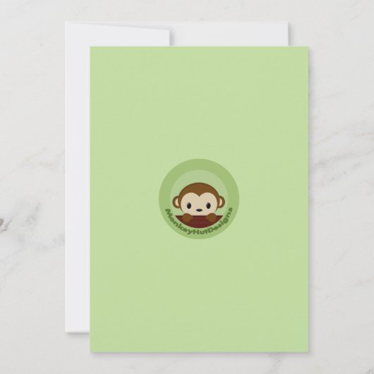 MONKEY Baby Dusche Einladung Polka Dot GREEN MPP3 (Rückseite)