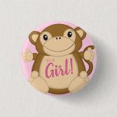 Monkey Baby Dusche Pink Button (Vorderseite)
