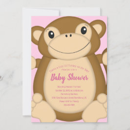 Monkey Baby Dusche Pink Einladung