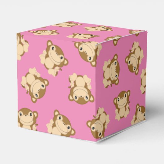 Monkey Baby Dusche Pink Geschenkschachtel (Rückseite)